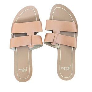 J. Crew Cyprus Leather Slide Sandals Brown Pecan Women's Size 9